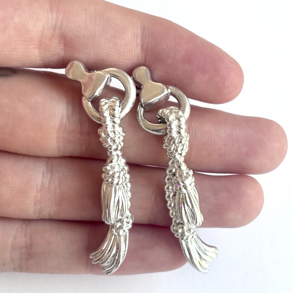 Arthur Court Aluminum Dangle Earrings 2in Stirrup Rope Discontinued Jewelry Post